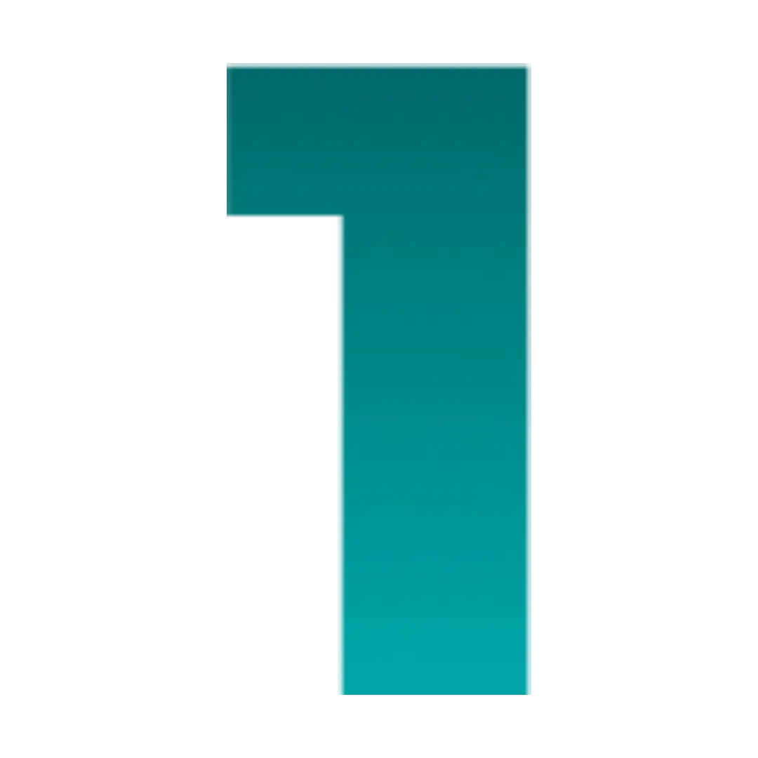 Large teal number 1